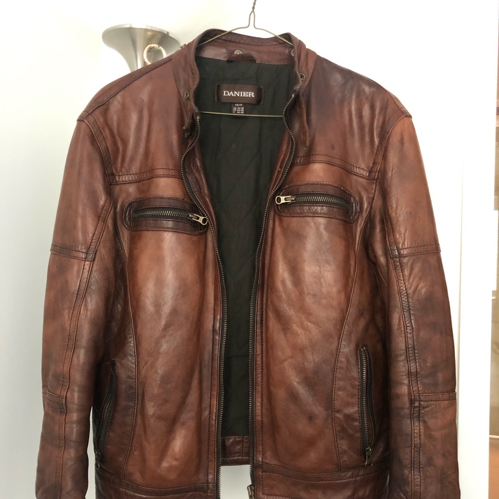 Danier Leather moto jacket - XS - brown